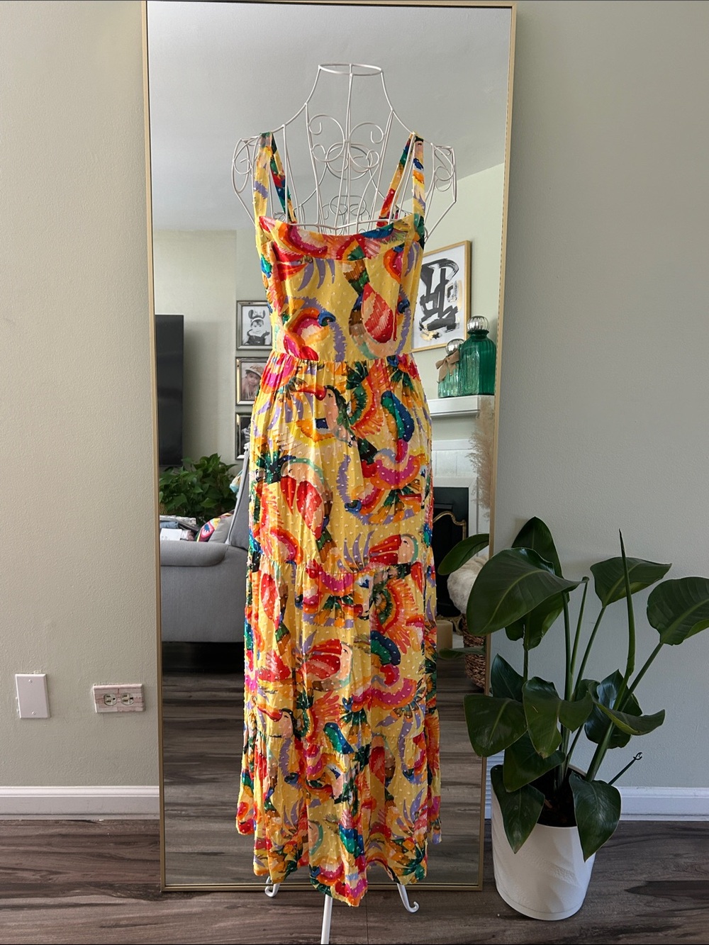 FARM Rio Yellow Multicolor Tropical Maxi Dress